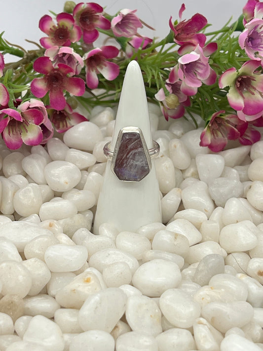 Red Jasper/Rainbow Moonstone Large Statement Ring - Size 8