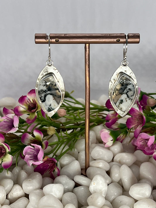 Dendritic Agate Statement Dangle Earrings