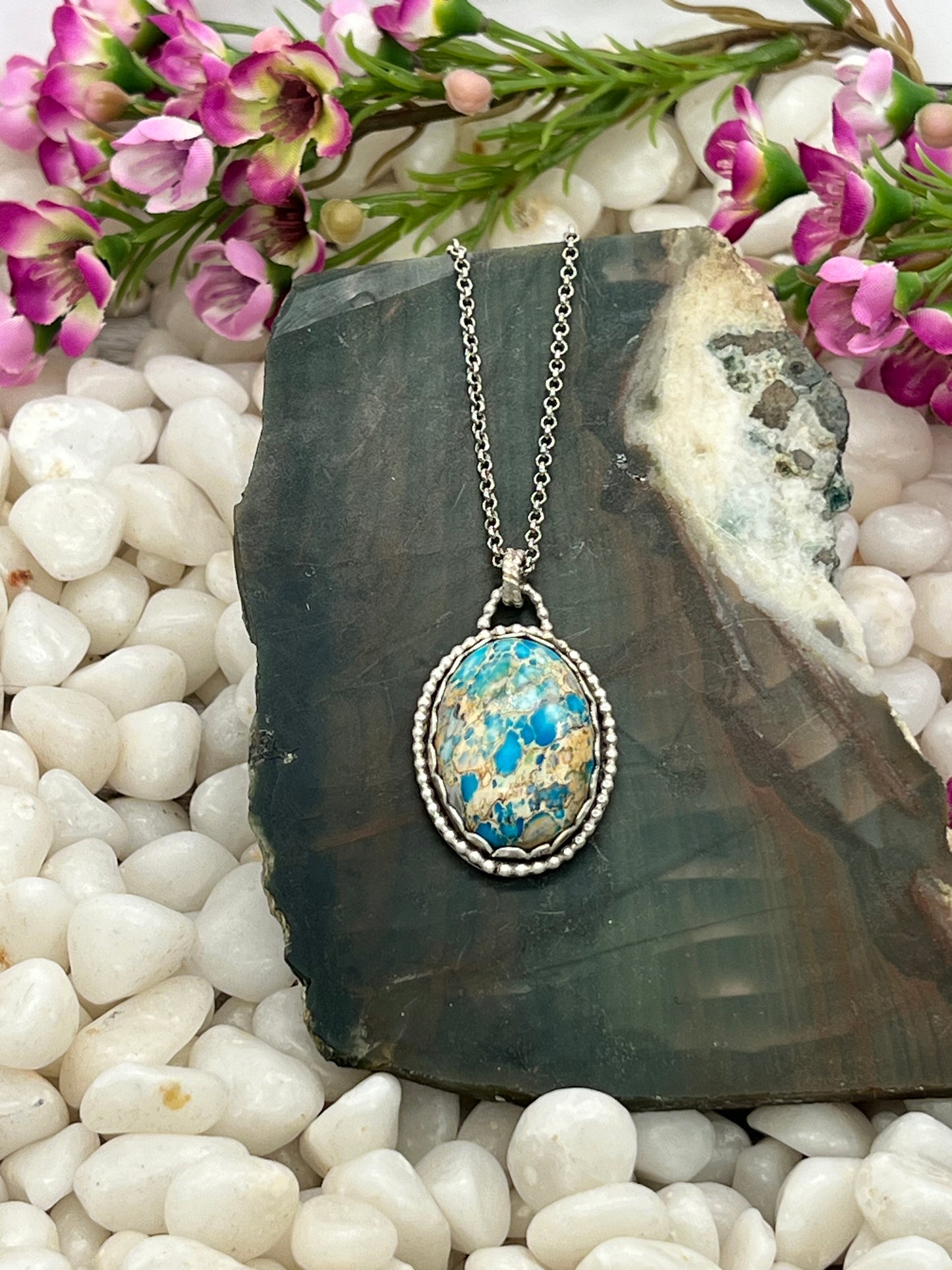 Sea Sediment Jasper Large Oval Necklace