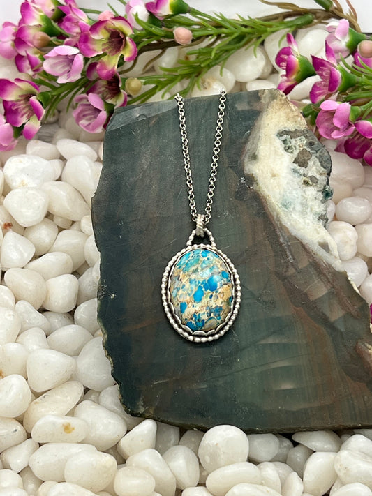 Sea Sediment Jasper Large Oval Necklace