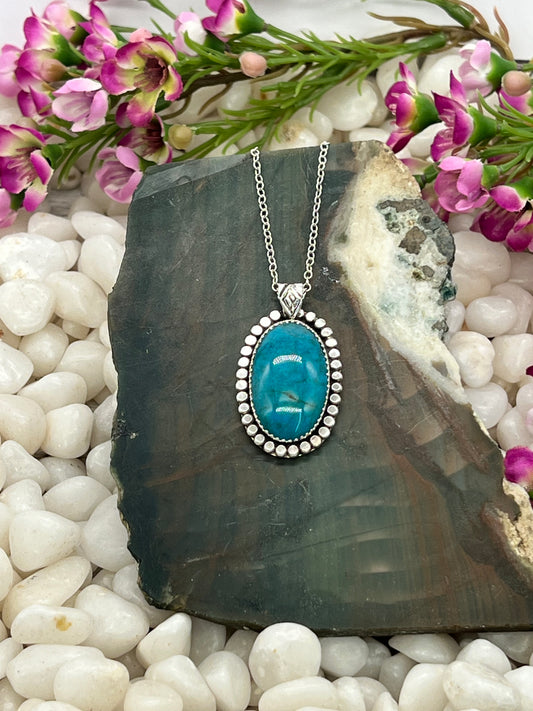 Hubei Turquoise Large Oval Statement Necklace
