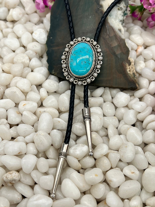 Kingman Turquoise Decorative Statement Bolo Tie