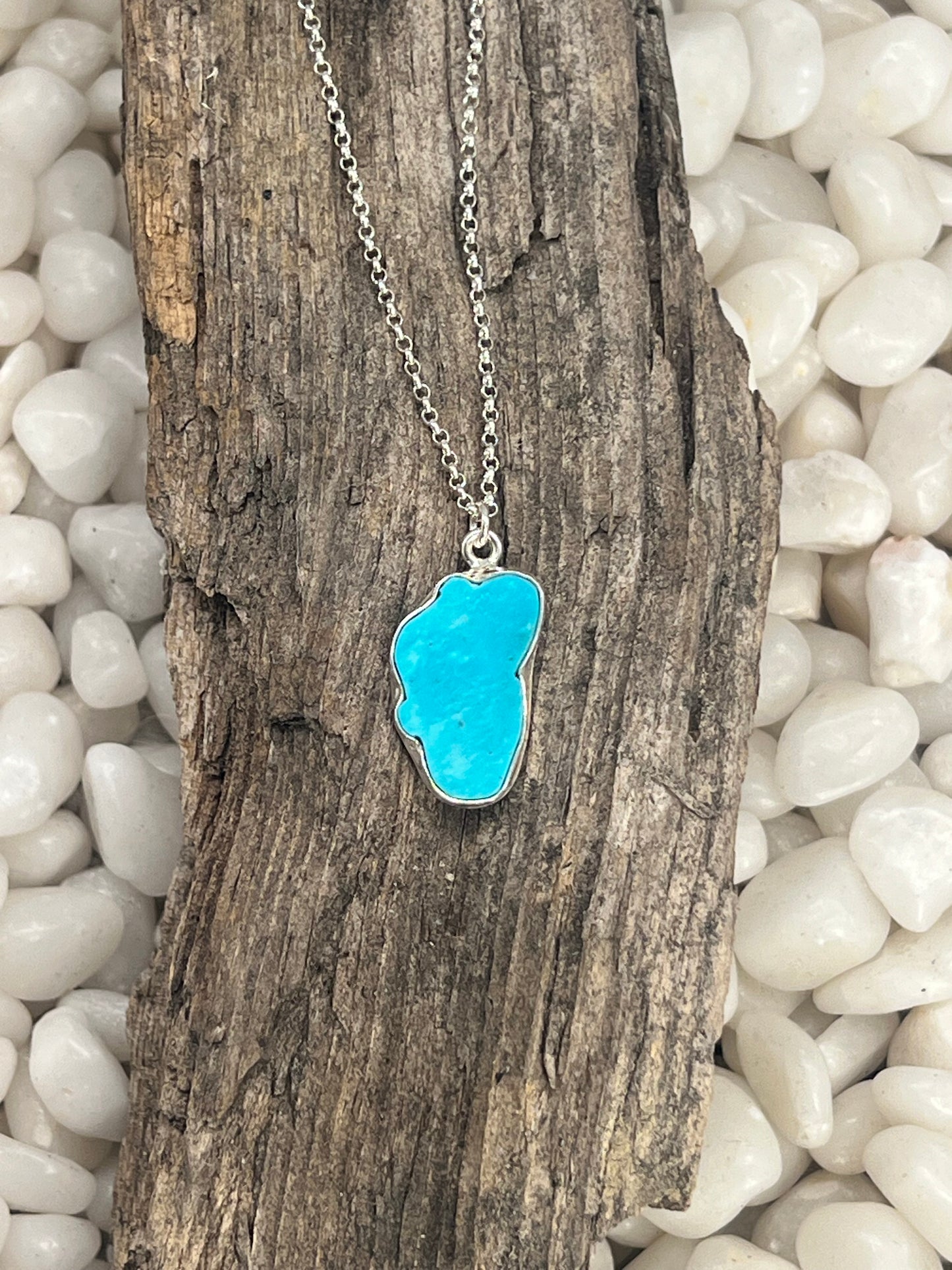 Tahoe Mtn Lake Tahoe Necklace w/Kingman Turquoise