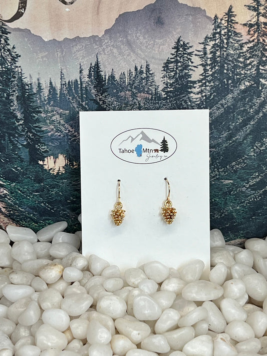 Pine Cone Dangle Earrings - Gold Filled