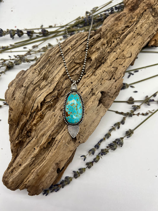 Nevada No. 8 Turquoise Elongated Teardrop Necklace