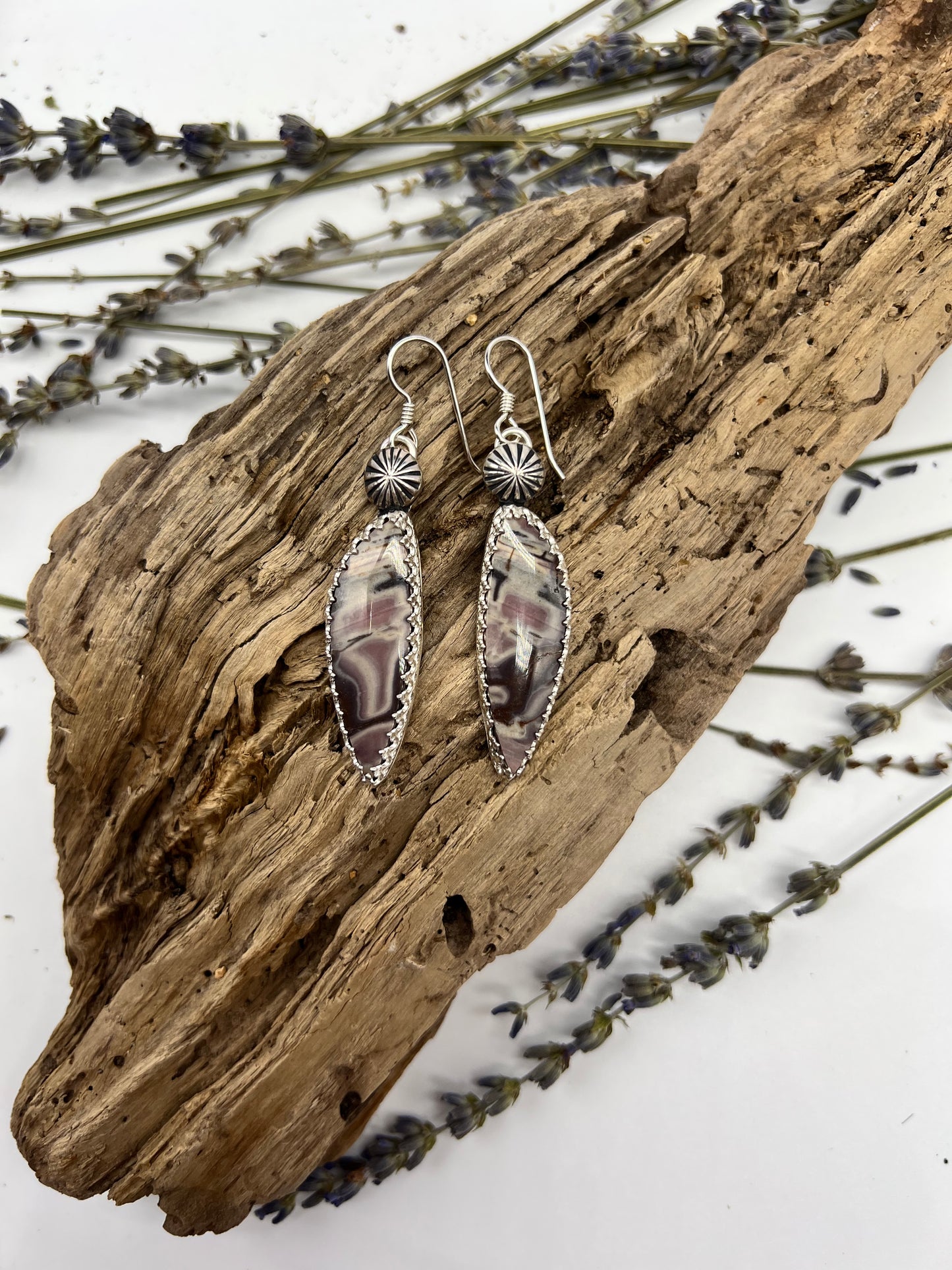 Amethyst Sage Agate Dangle Earrings