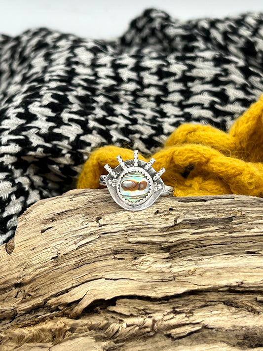 Abalone “Evil Eye” Ring - Size 8