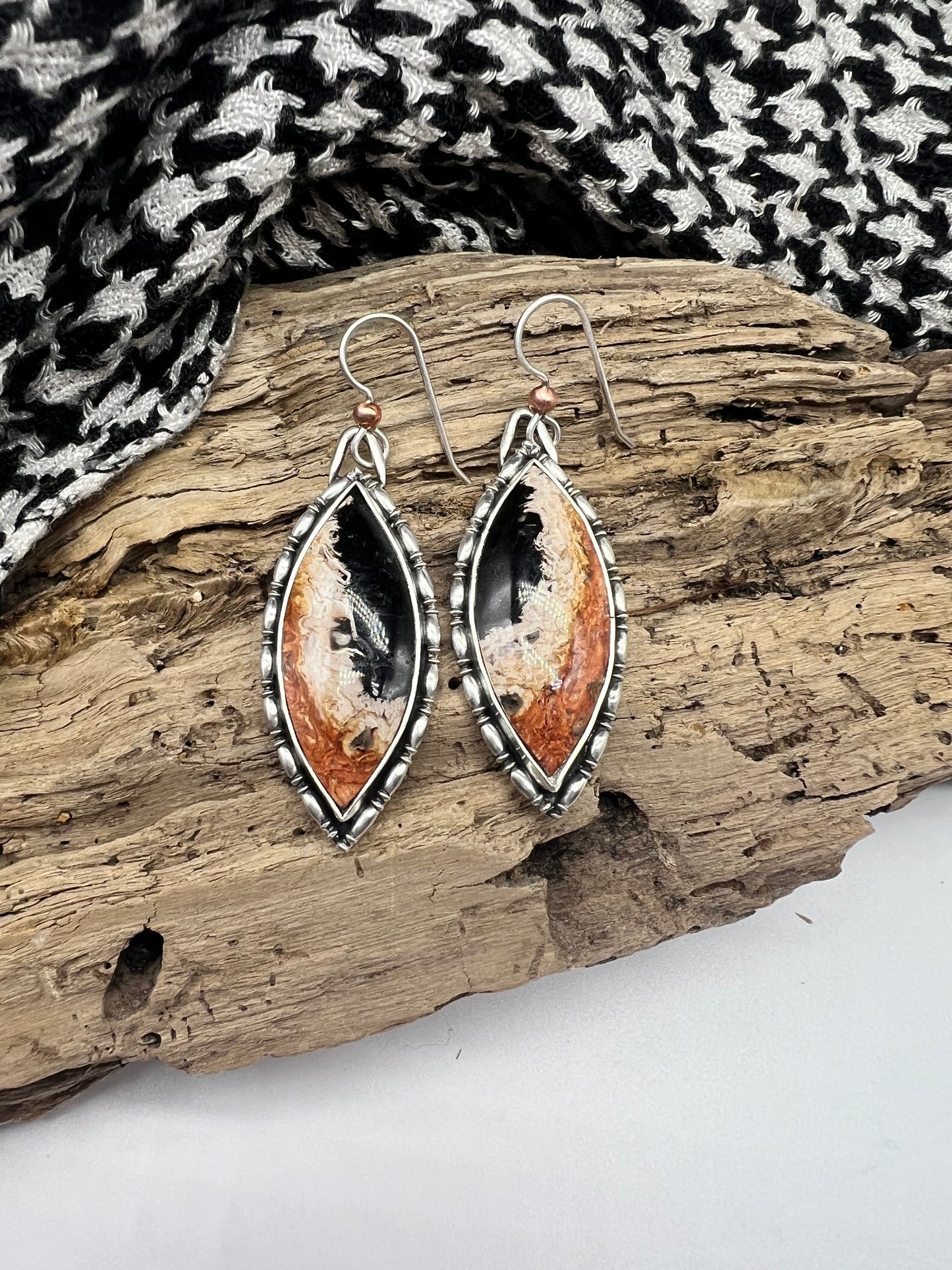 Palm Root Fossil Dangle Earrings