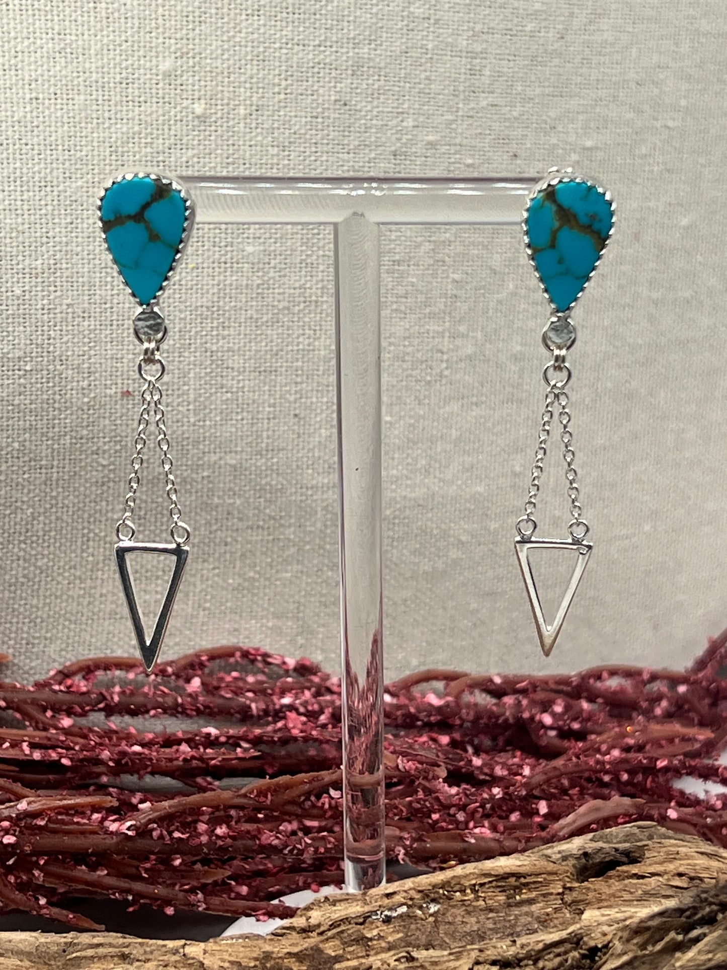 Kingman Turquoise Stud Decorative Dangle Earrings