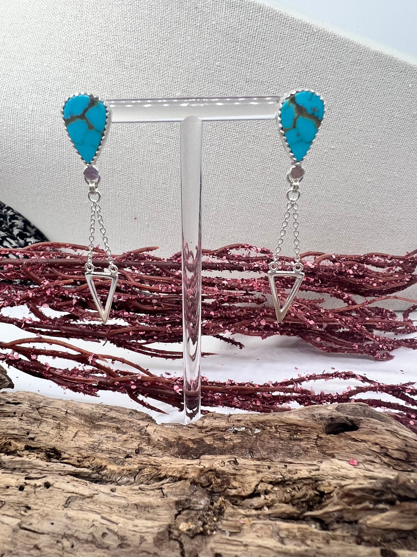 Kingman Turquoise Stud Decorative Dangle Earrings