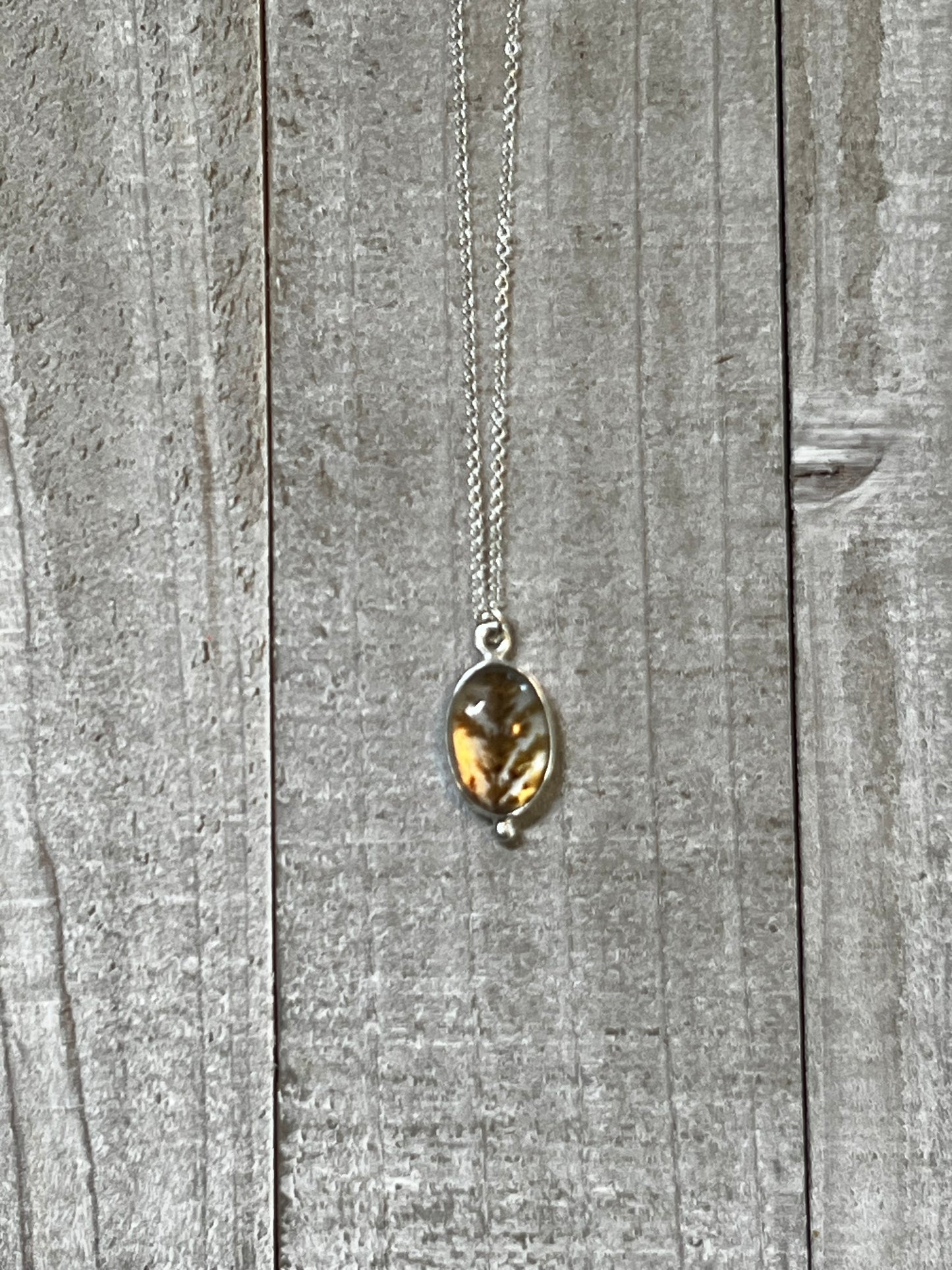 Dendritic Agate Oval Solitaire Necklace