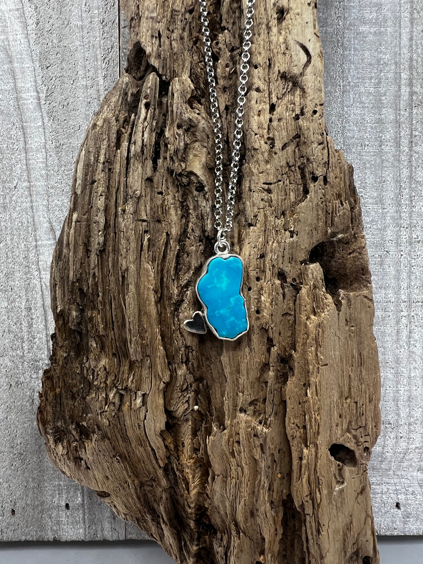 Lake Tahoe Kingman Turquoise Necklace w/Heart