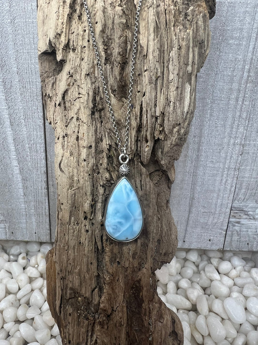 Larimar Teardrop Statement Necklace