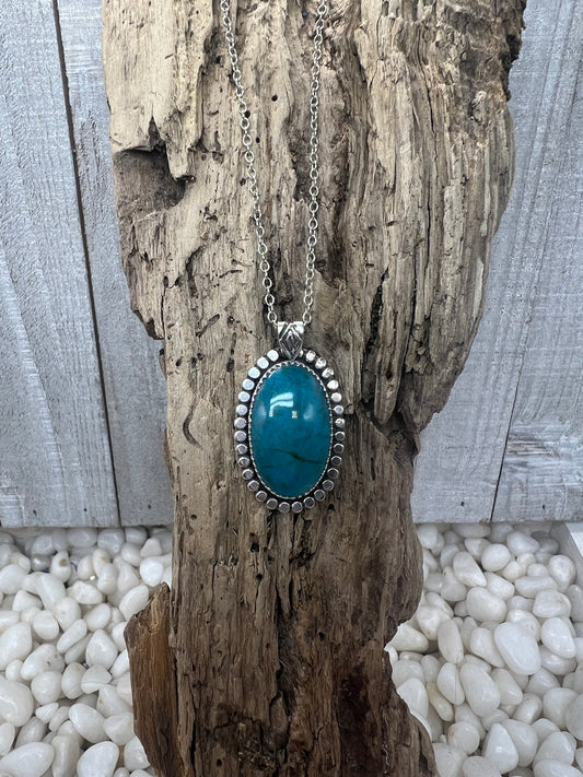 Carico Lake Turquoise Oval Statement Necklace