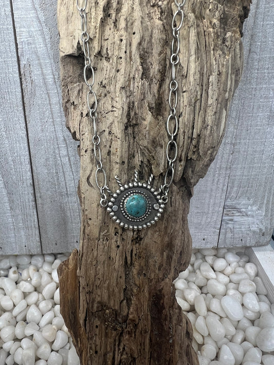 Kingman Turquoise “Happy Eye” Choker Necklace