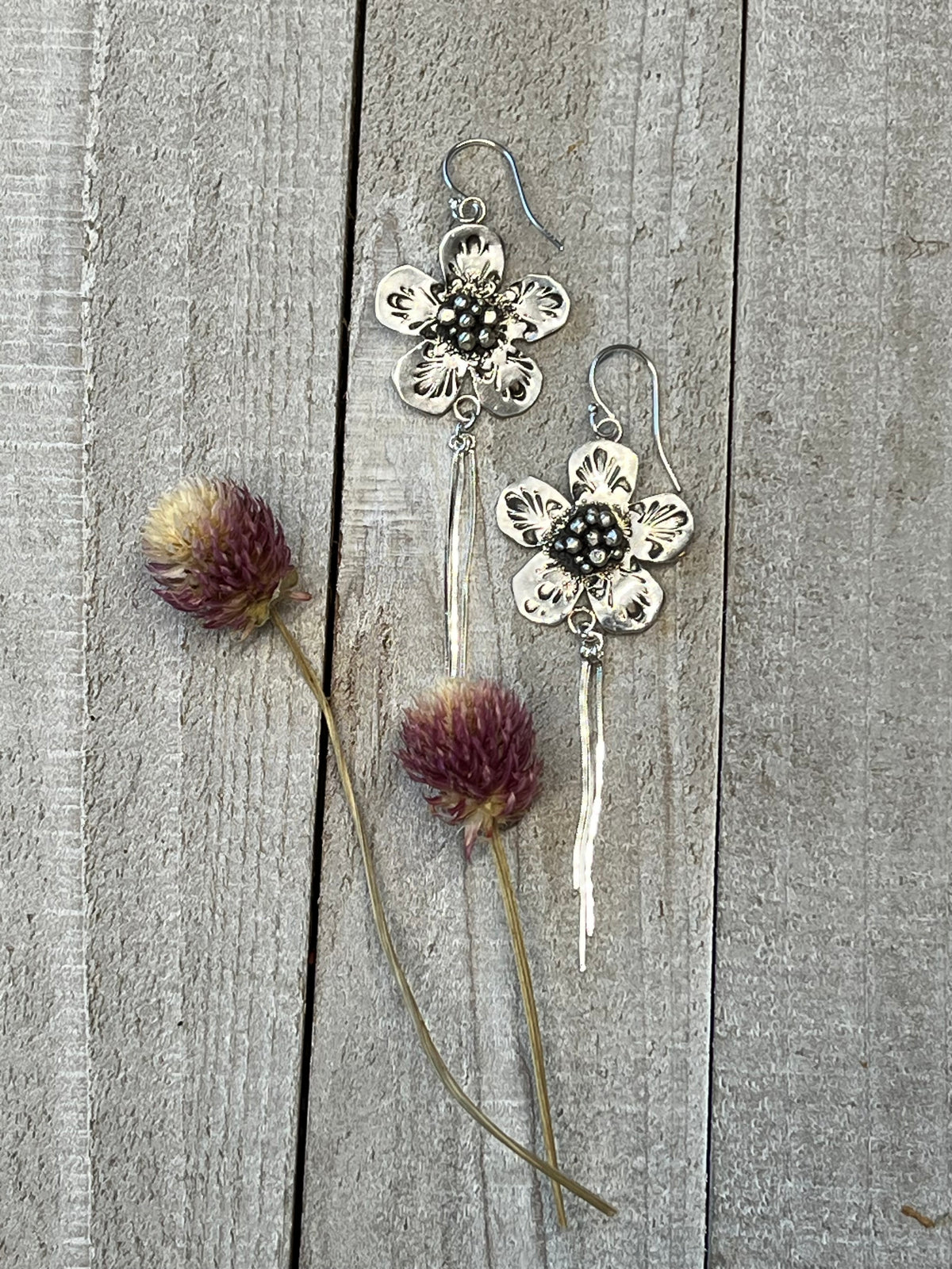 Sterling Silver Flower Duster Earrings