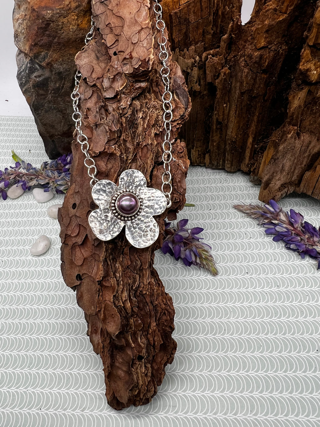 Flower Purple Tahitian Statement Necklace