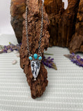 Australian Dendritic Opal & Sleeping Beauty Inverted Triangle Necklace