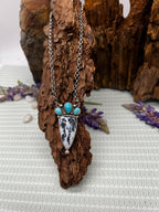 Australian Dendritic Opal & Sleeping Beauty Inverted Triangle Necklace