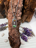 Mtn Scenic Pendant with Tree and Sonoran Turquoise and Black Opal Moon