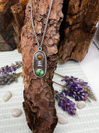Mtn Scenic Pendant with Tree and Sonoran Turquoise and Black Opal Moon