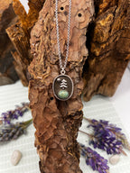 Mtn Scenic Sonoran Turquoise Oval Tree and Moon Necklace