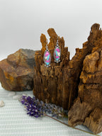 Cotton Candy Turquoise Elongated Oval Dangle Earrings