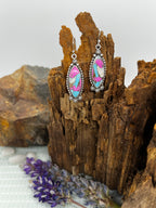 Cotton Candy Turquoise Elongated Oval Dangle Earrings