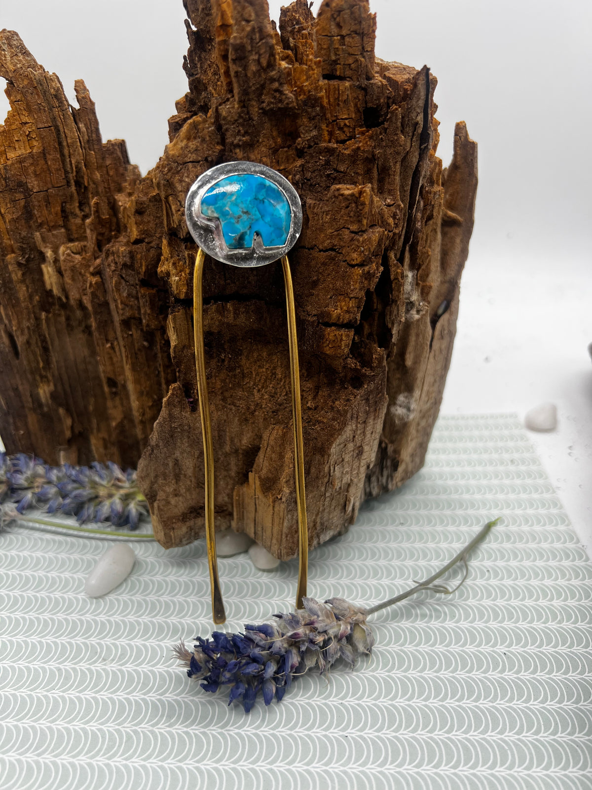 Kingman Turquoise Bear Hair Fork