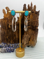 White Water Turquoise Stud Hoop Earrings