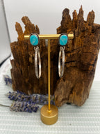 White Water Turquoise Stud Hoop Earrings