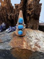 Golden Hills Turquoise Triple Stone Statement Ring - Size 8.5