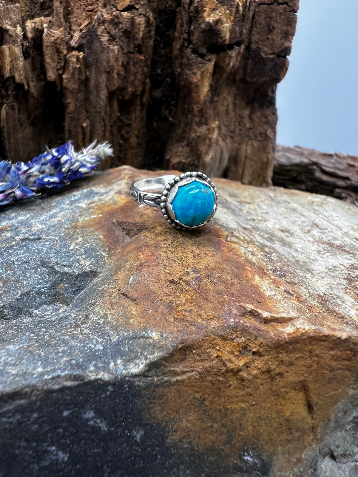 Kingman Turquoise Solitaire Ring - Size 6.5