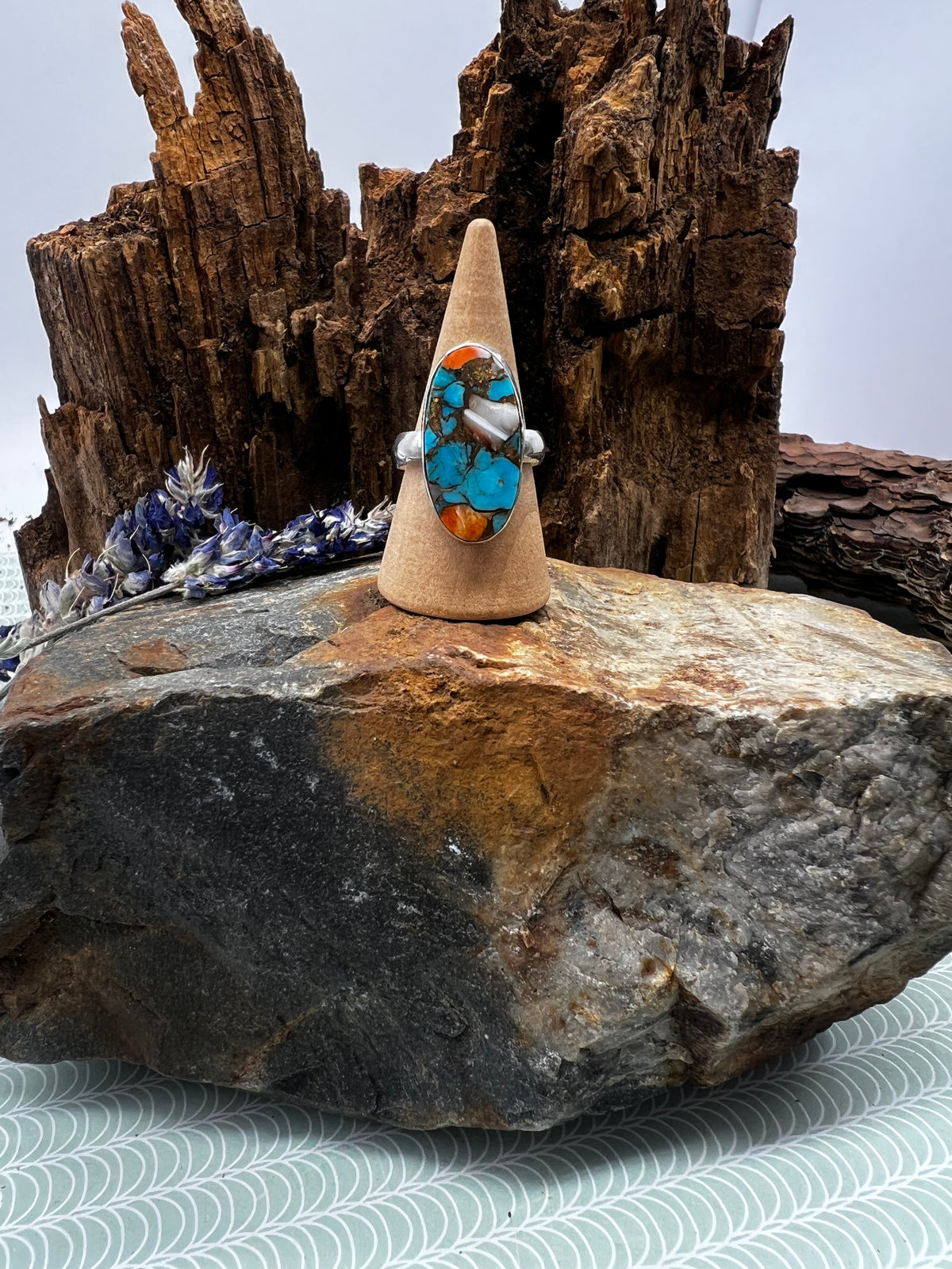 Spiny Oyster Statement Ring - Size 7.75