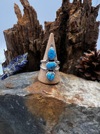 Golden Hills Turquoise Triple Stone Statement Ring - Size 9