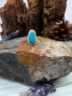 Kingman Turquoise Oval Pear Shaped Ring - Size 8