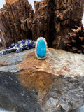 Kingman Turquoise Oval Pear Shaped Ring - Size 8
