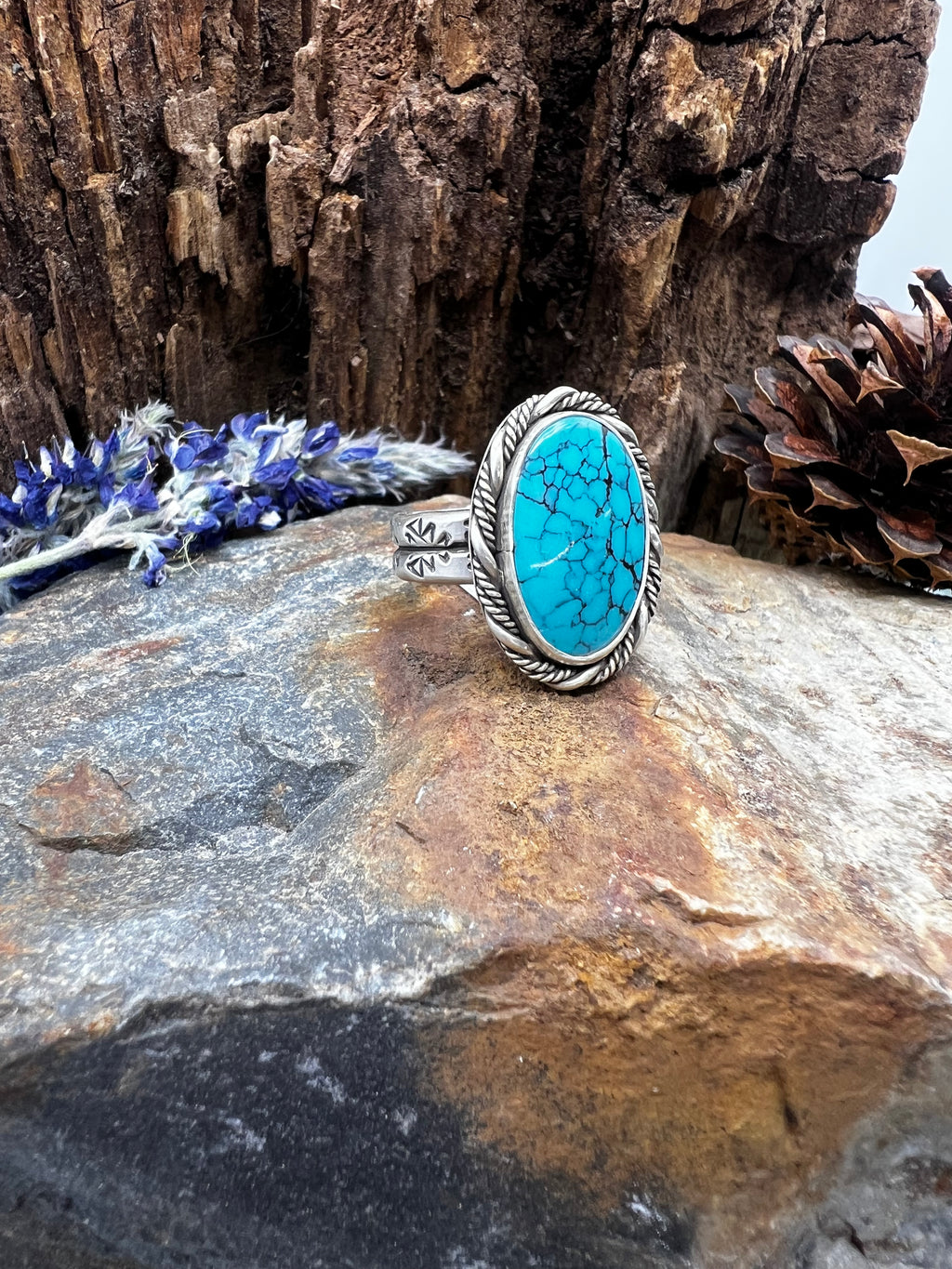 Kingman Turquoise Statement Ring - Size 9.5