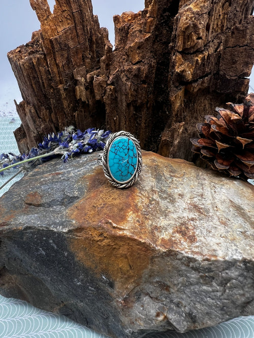 Kingman Turquoise Statement Ring - Size 9.5