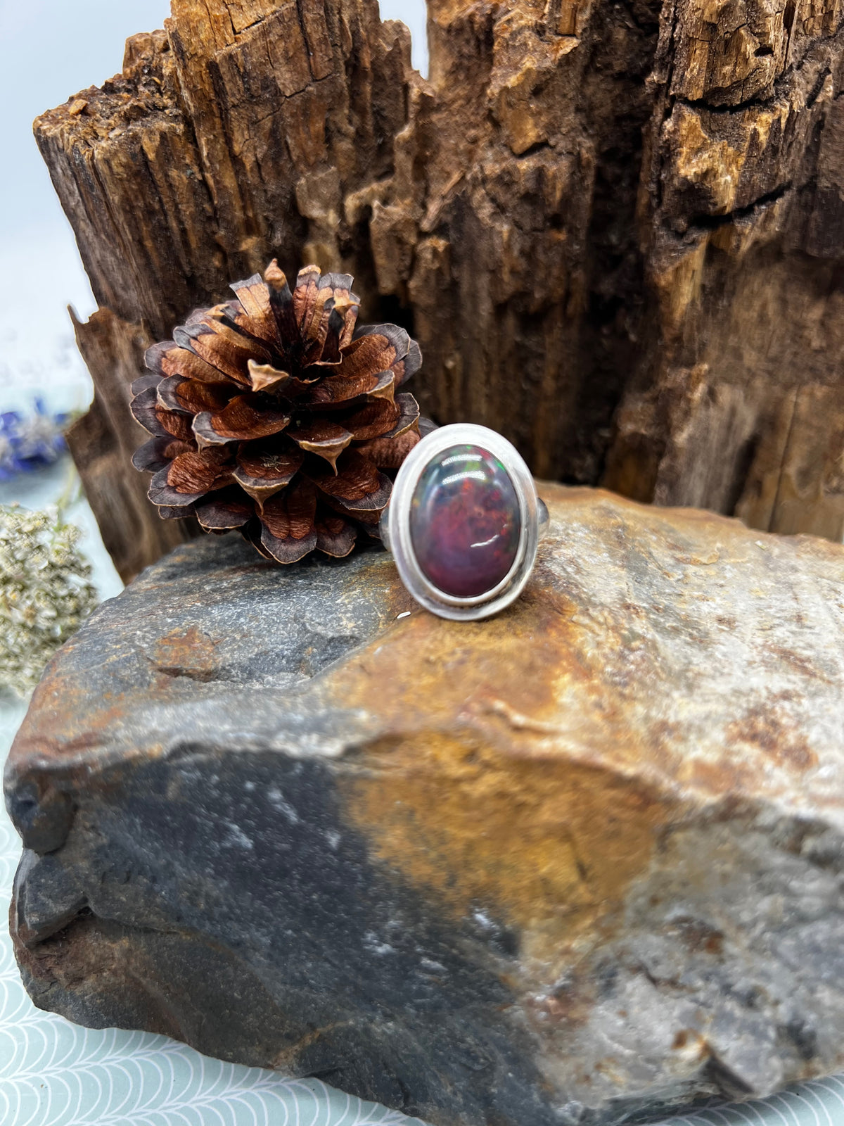 Opal Large Oval Statement Ring - Size 8.5