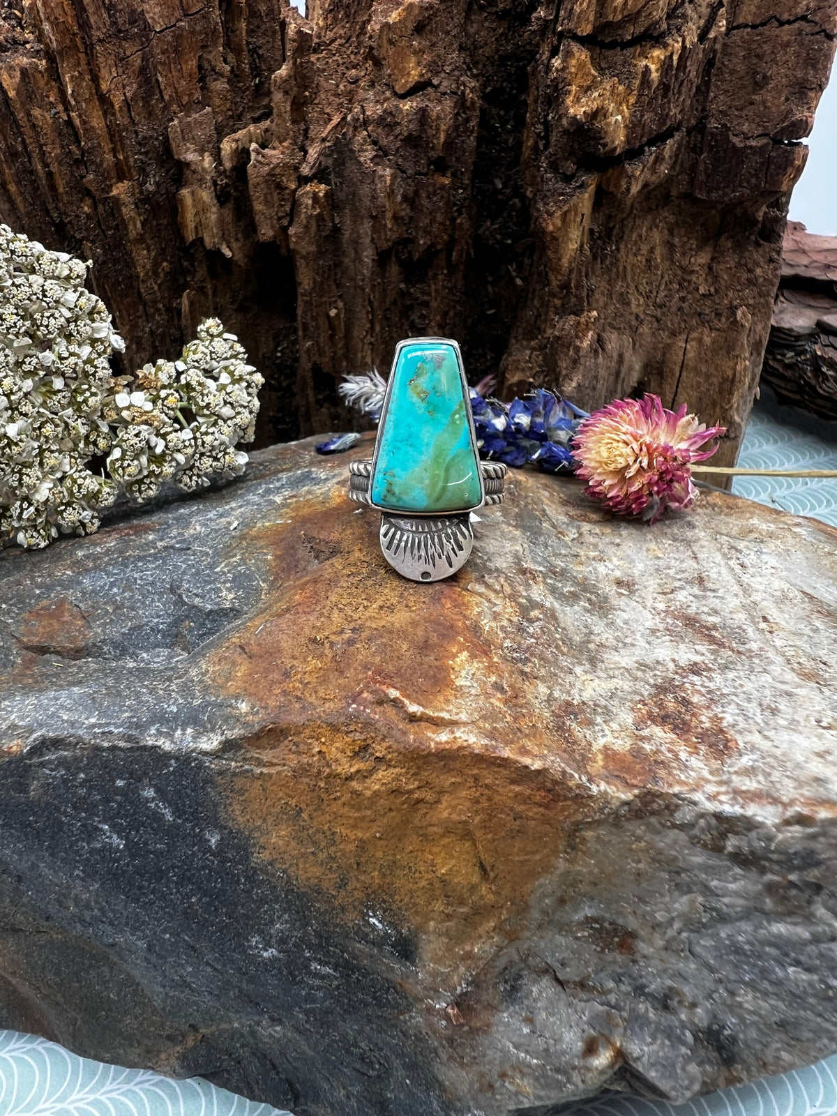 Iron Maiden Turquoise Statement Ring - Size 7