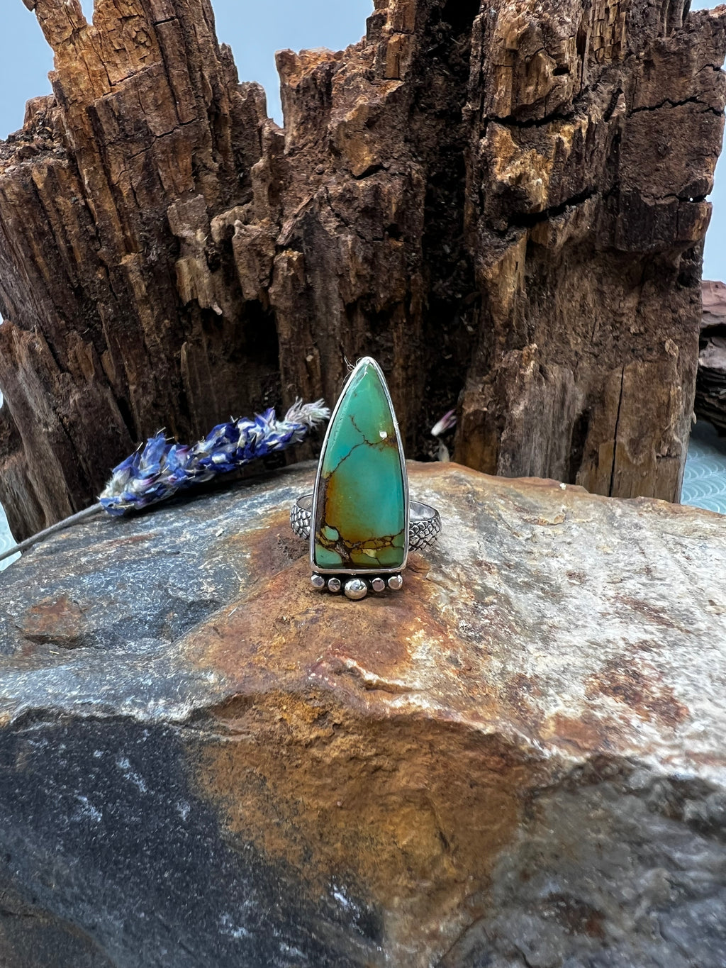 Emerald Valley Turquoise Elongated Triangle Ring - Size 7.5