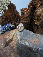 Dendritic Agate Oval Ring - Size 7.5