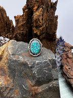 Kingman Turquoise Oval Ring - Size 7.75