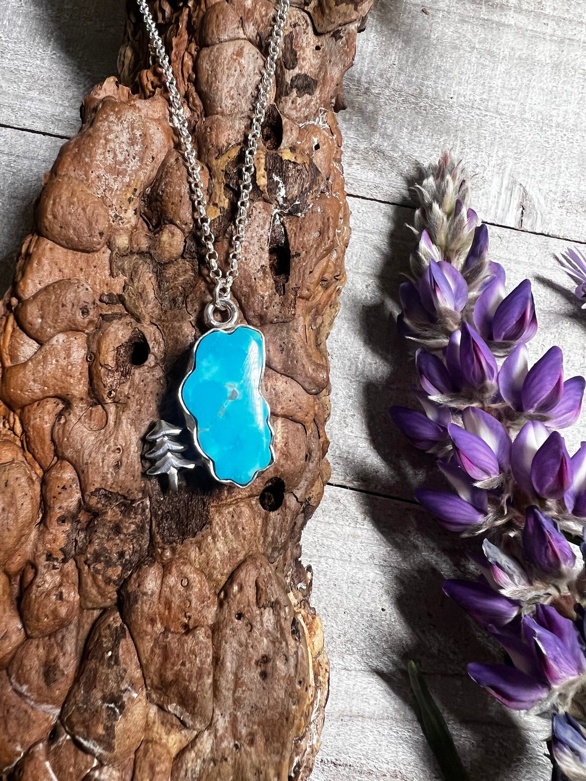 Kingman Turquoise Lake Tahoe Tree Necklace