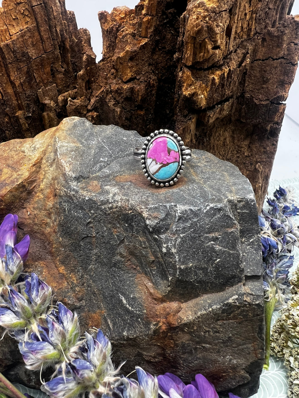 Cotton Candy Oval Ring - Size 7
