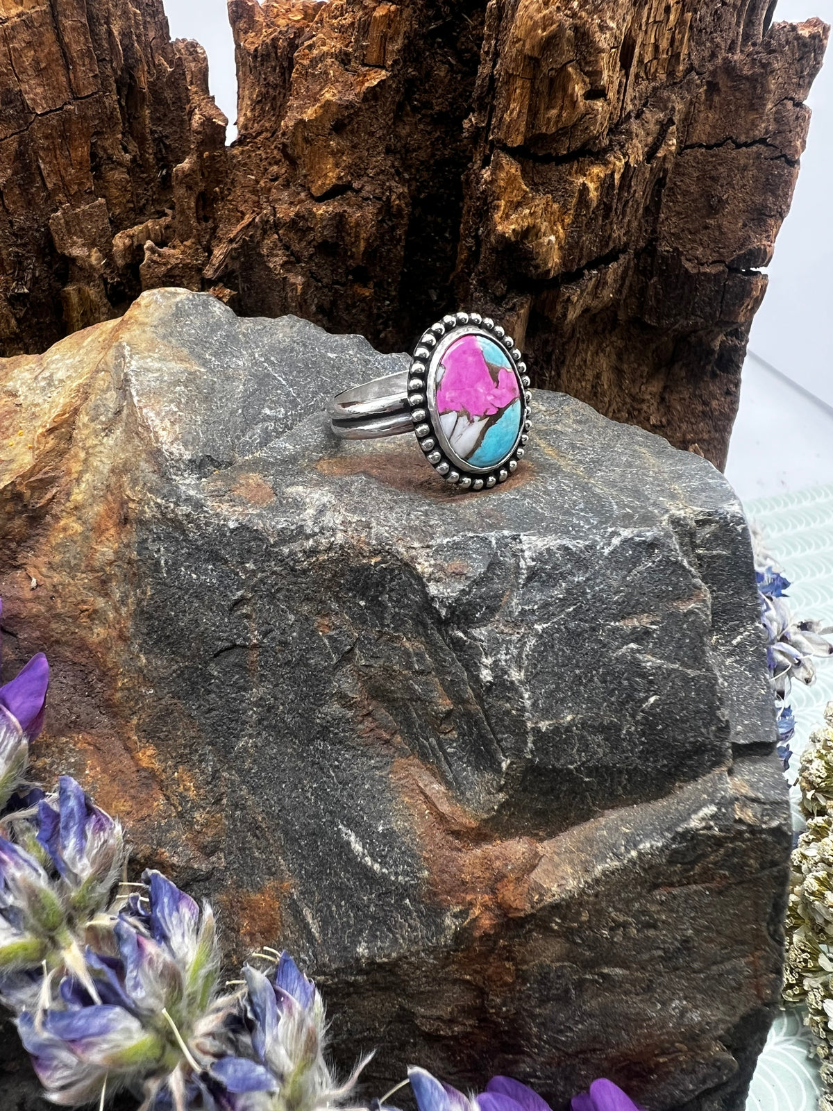 Cotton Candy Oval Ring - Size 7