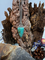 Kingman Turquoise Inverted Elongated Triangle Necklace
