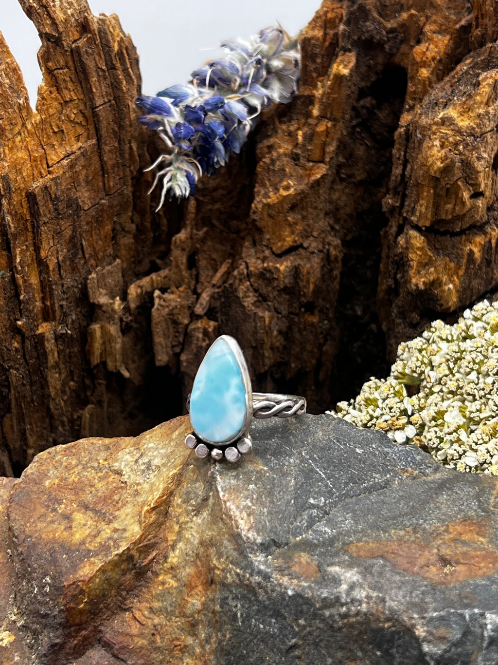 Larimar Teardrop Ring - Size 7