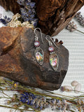 Abalone and Rainbow Moonstone/Red Jasper Dangle Earrings